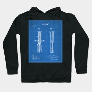 Corkscrew Patent - Wine Lover Home Kitchen Art - Blueprint Hoodie